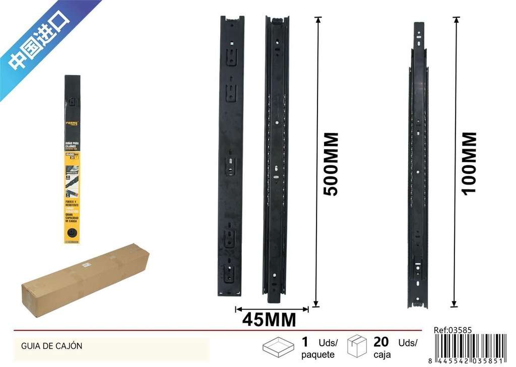 Guía de cajón 45*500mm para muebles