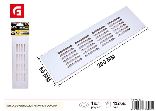 Rejilla de ventilación de aluminio 60x200mm