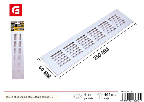 Rejilla de ventilación de aluminio 60x250mm