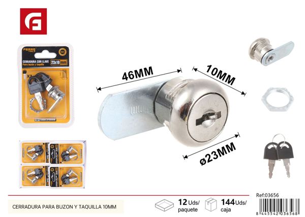 Cerradura para buzón y taquilla 10mm para seguridad