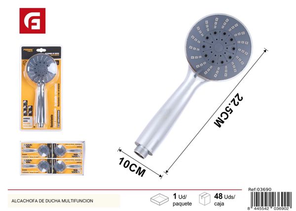 Alcachofa de ducha gris 5 funciones para baño