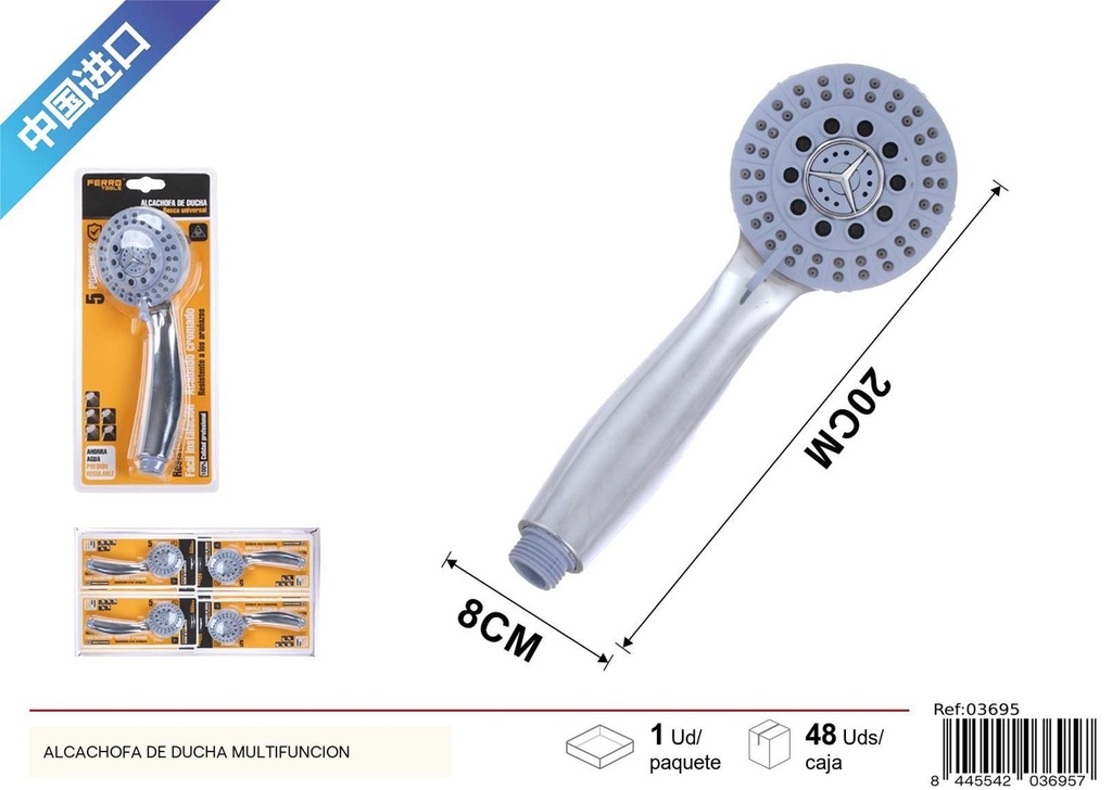 Alcachofa de ducha gris claro de cinco funciones - Accesorios de baño