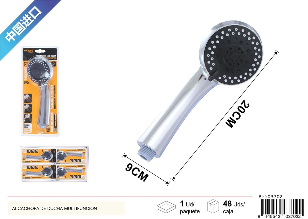 Alcachofa de ducha negra de 3 funciones - Accesorios de baño