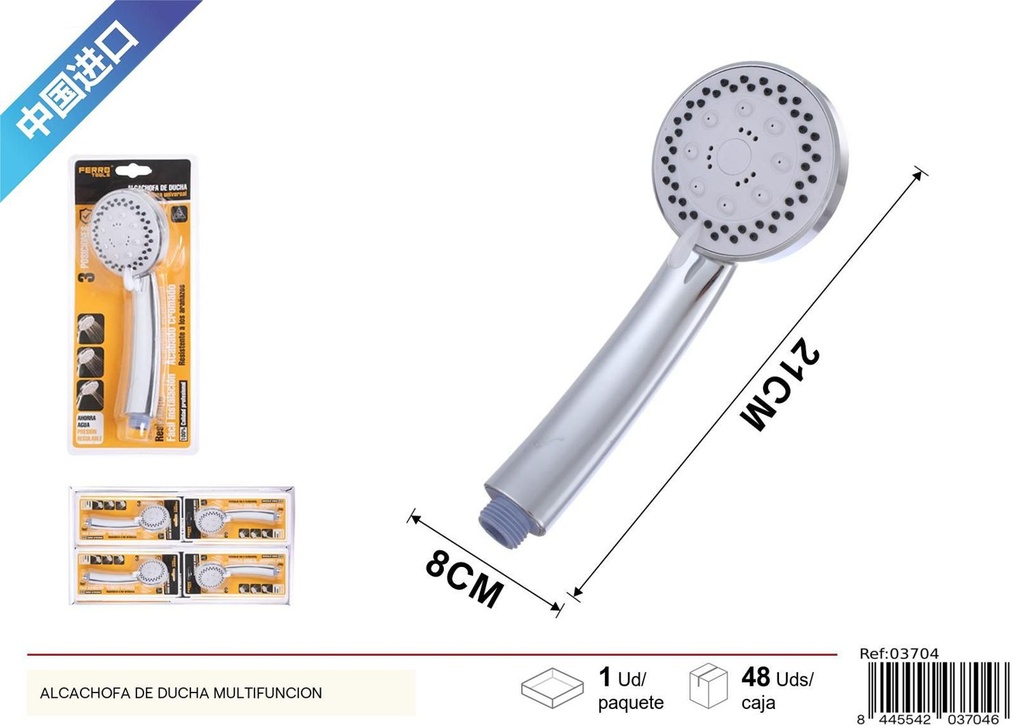 Alcachofa de ducha con tres funciones para baño