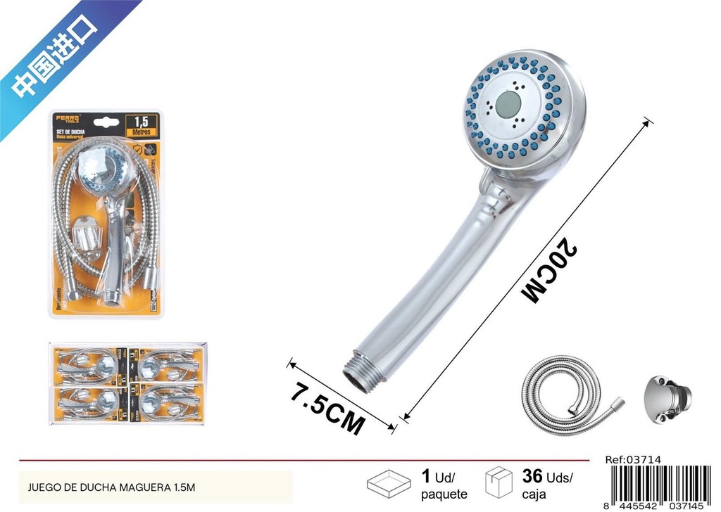 Set de ducha 1.5m con manguera - Accesorios de baño y ducha