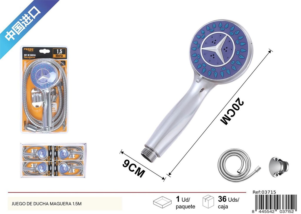 Set de ducha 1.5m con tres funciones para baño