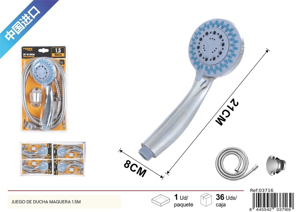 Juego de manguera de ducha 1.5M - Accesorios de baño