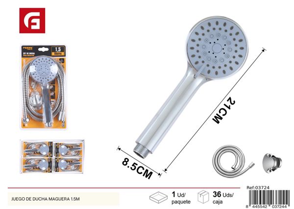 Juego de manguera de ducha 1.5m con cabezal