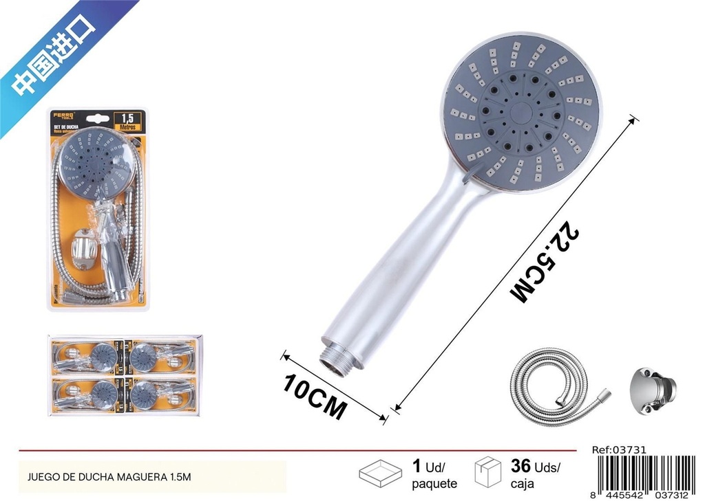 Set de ducha con manguera 1.5 m - Accesorios de baño