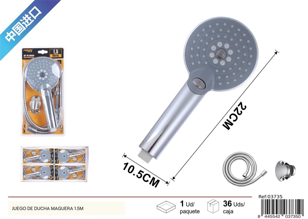 Set de ducha con manguera 1.5 m - Accesorios de baño
