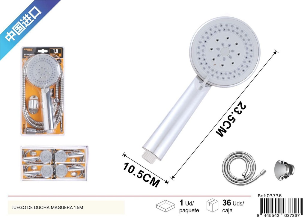 Set de ducha con manguera 1.5 m - Accesorios de baño