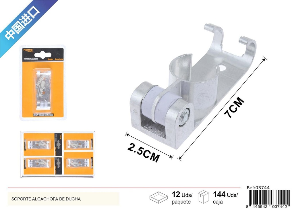 Soporte de alcachofa de ducha con gancho de aluminio para baño