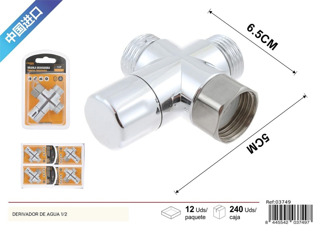 Válvula desviadora macho hembra 1/2 - Accesorios de plomería