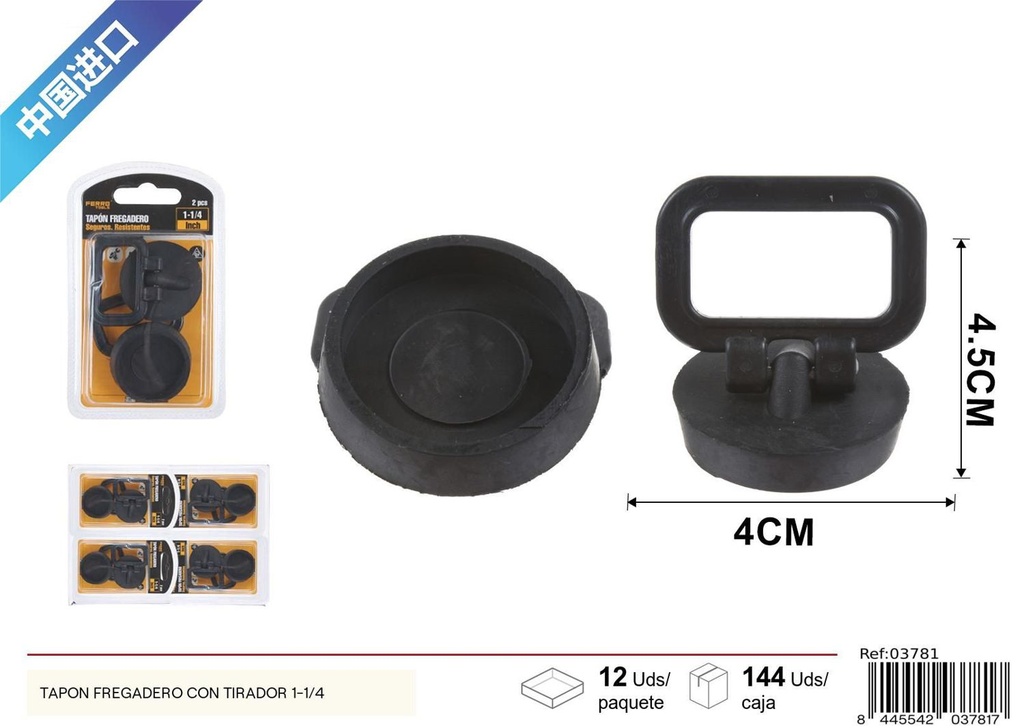 Tapón de fregadero con anilla 1-1/4 (2 piezas) - Accesorios de baño