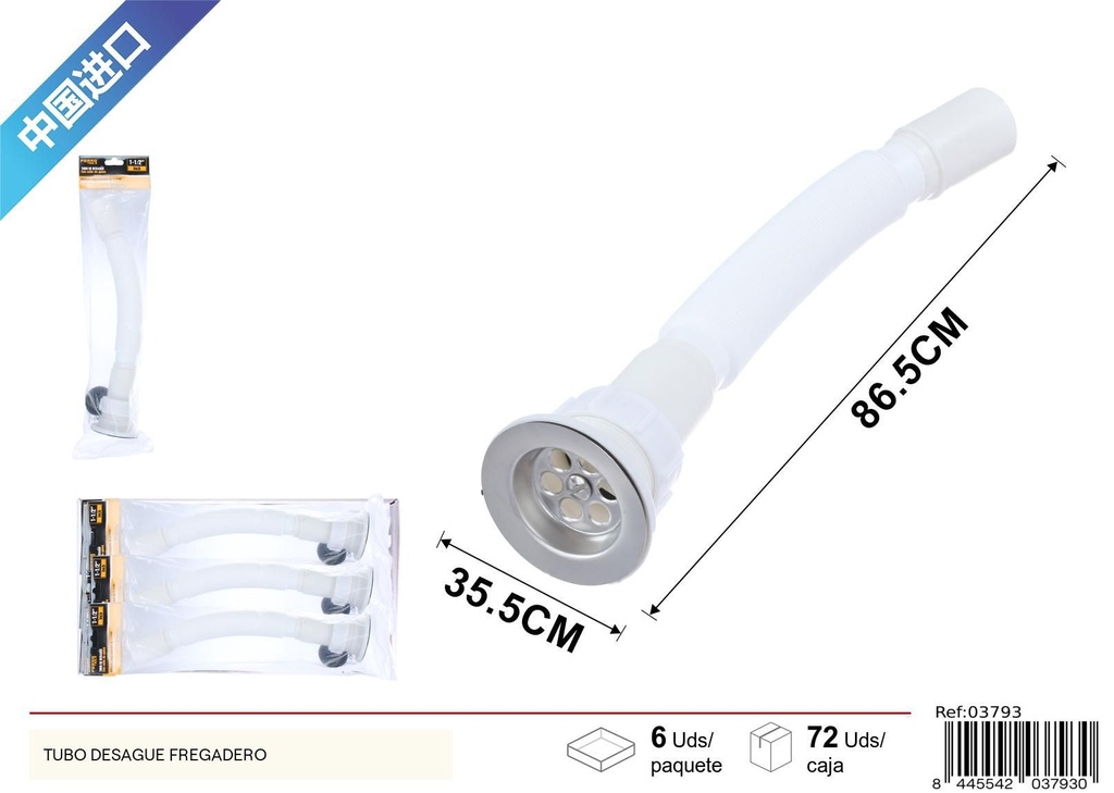 Tubo de desagüe con sello de goma 1-1/2 - Accesorios de fontanería