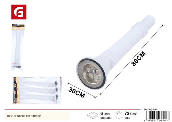 Tubo de desagüe con sello de goma 1-1/4 para baño