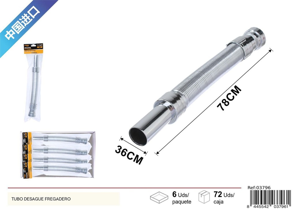 Tubo de desagüe con sello de goma 1-1/4" - Accesorios de fontanería para baño
