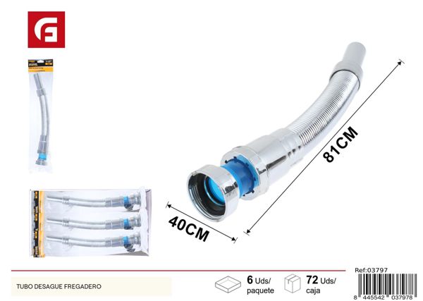 Tubo de desagüe con sello de goma 1-1/2 para fontanería de baños