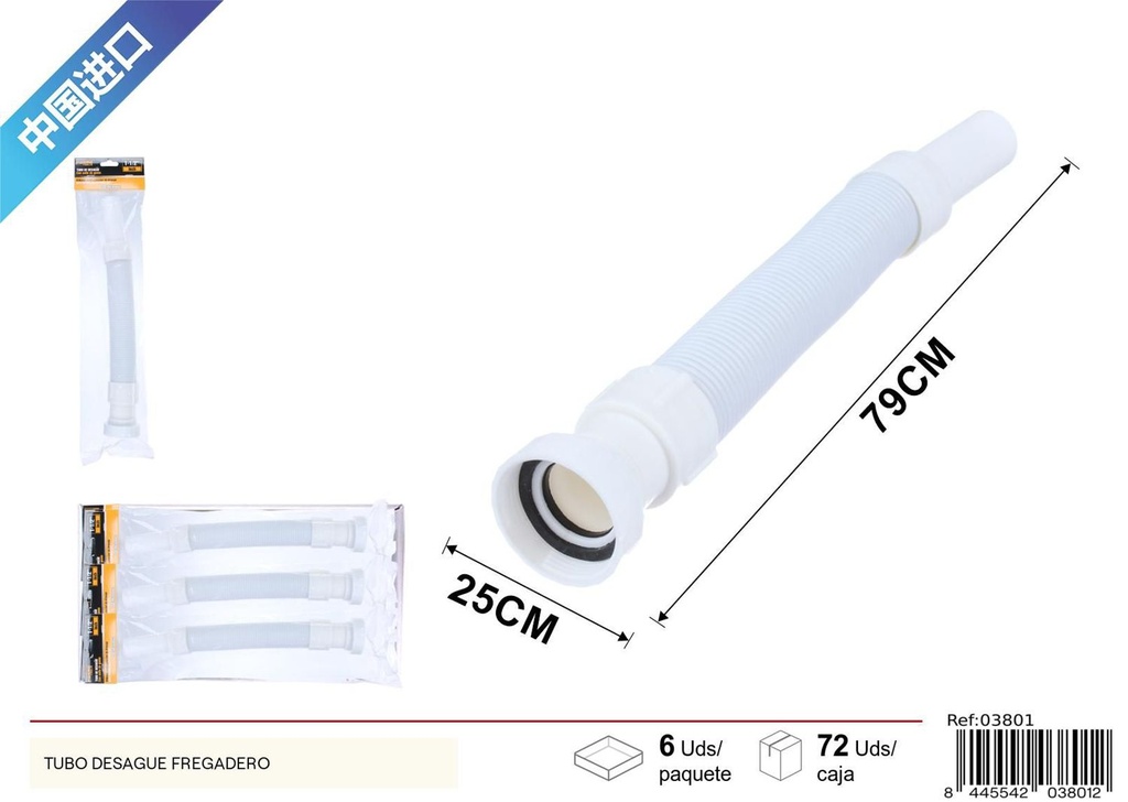 Tubo de desagüe con sello de goma 1-1/2 - Accesorios de fontanería