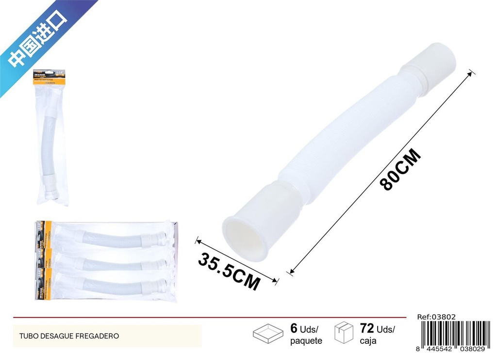 Tubo de desagüe con sello de goma 1-1/4