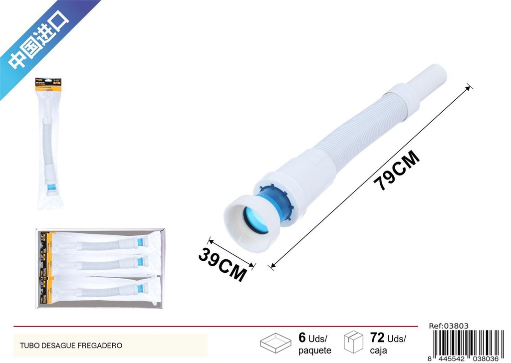 Tubo de desagüe con sello de goma 1-1/2 para fontanería