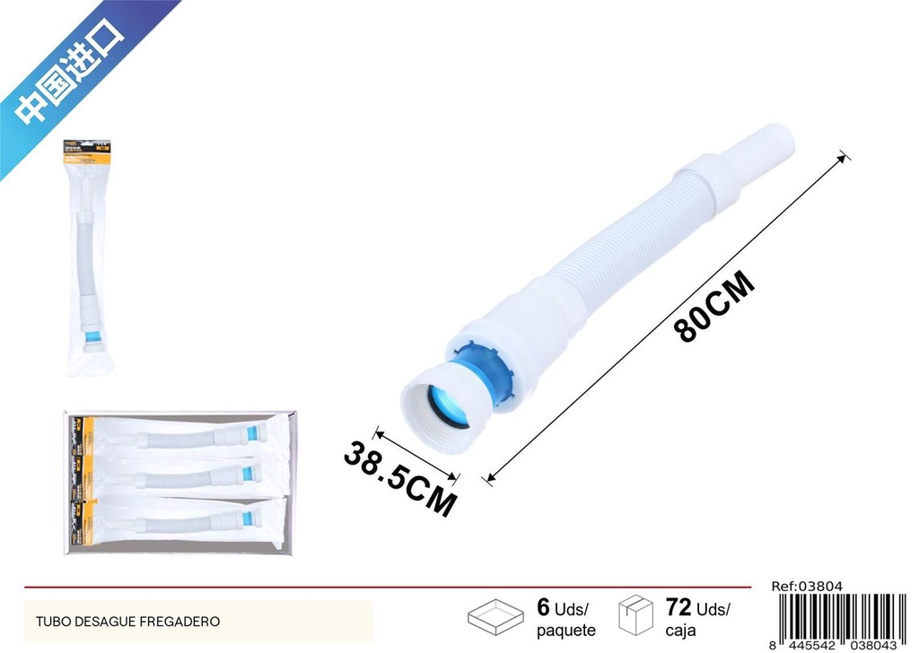 Tubo de desagüe con sello de goma 1-1/4 para baños y fontanería