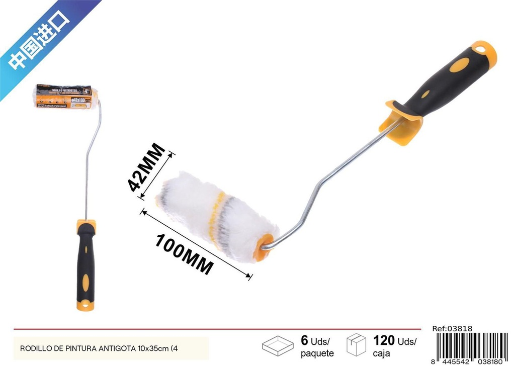 Rodillo de pintura antigota 10x35cm (4")