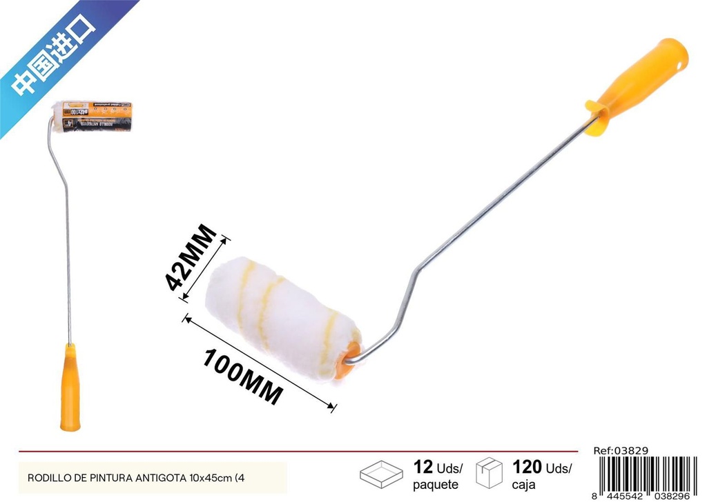 Rodillo de pintura antigota 10x45cm (4'')