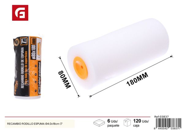 Recambio rodillo espuma Ø4.0x18cm (7´´) para pintura