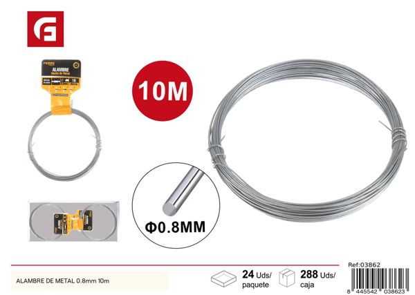 Alambre de metal 0.8mm 10m para ferretería y manualidades