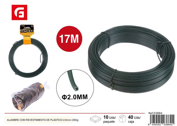 Alambre con revestimiento de plástico 2.0mm 250g para manualidades y jardinería