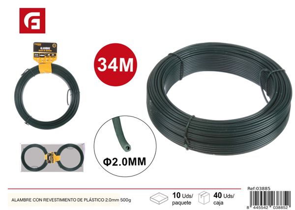 Alambre con revestimiento de plástico 2.0mm 500g para jardín