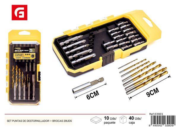 Set puntas de destornillador y brocas 29pcs para ferretería