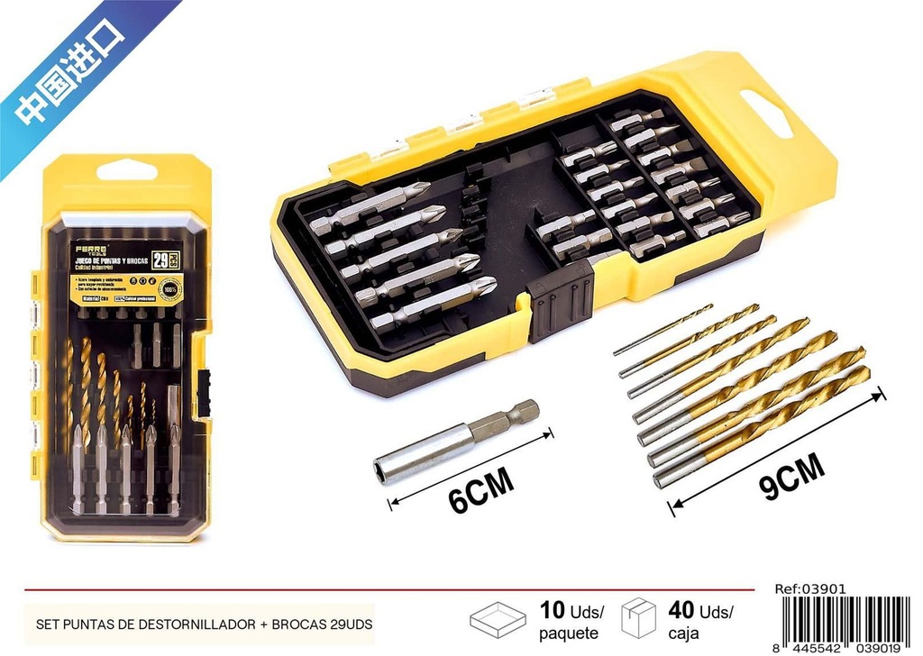 Set puntas de destornillador y brocas 29pcs para ferretería