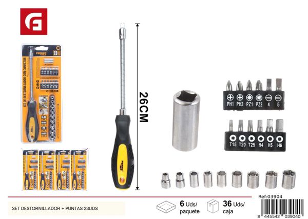 Set destornillador + puntas 23pcs para bricolaje