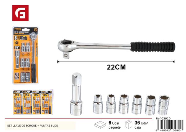 Set llave de torque con puntas 8uds para mecánica y bricolaje