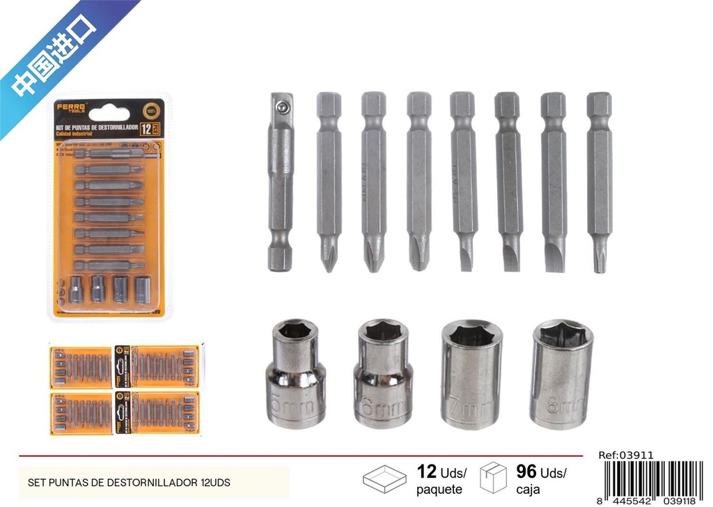 Set puntas de destornillador 12uds para bricolaje