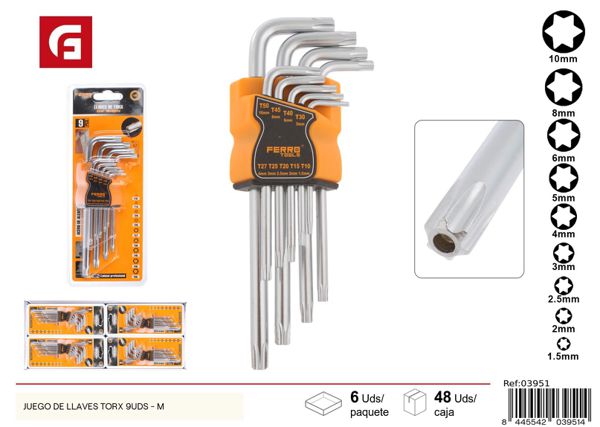 Juego de llaves Torx 9uds - M