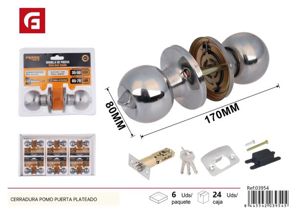 Cerradura de pomo esférica con llave de acero inoxidable para puertas