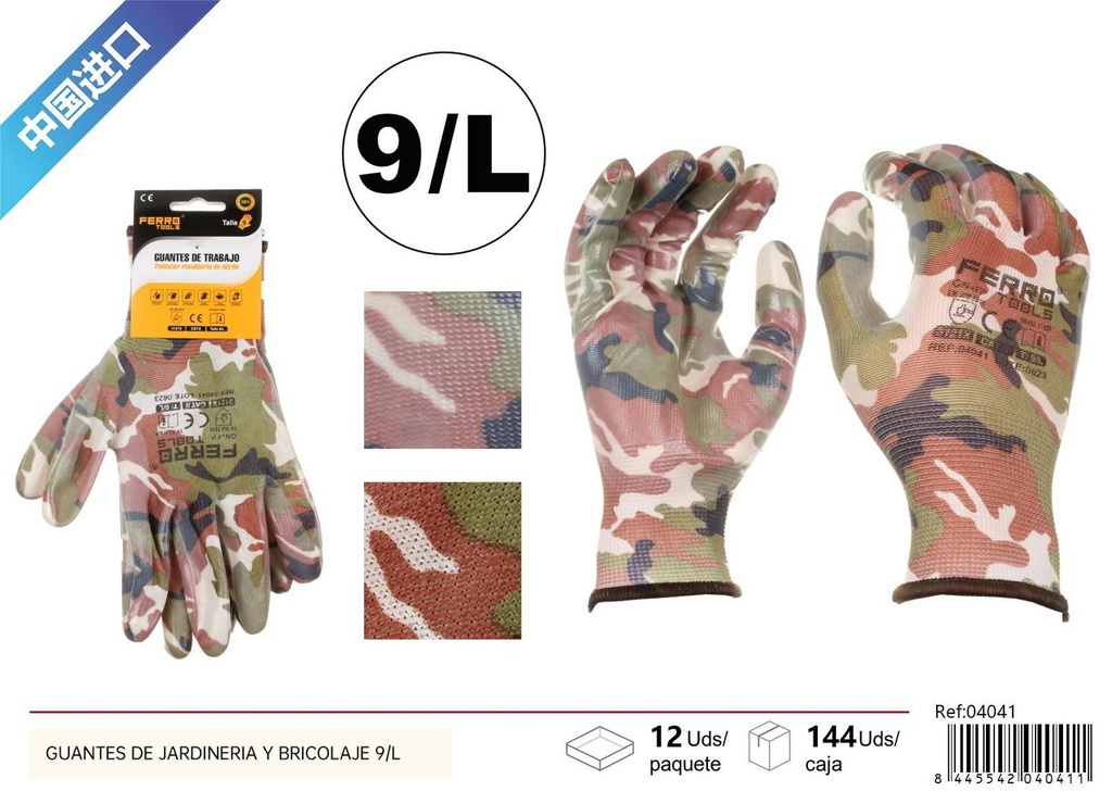 Guantes de jardinería y bricolaje grado A 36G GN+FP talla L - Herramientas de ferretería