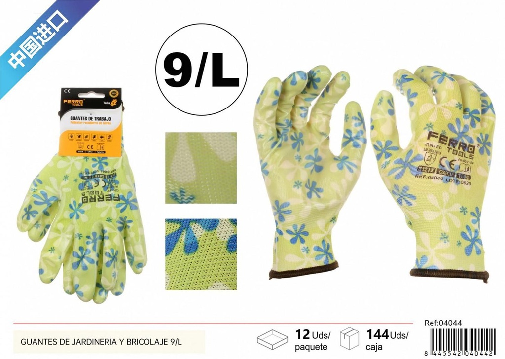 Guantes de jardinería y bricolaje grado A 36G GN+FP talla L - Herramientas de ferretería