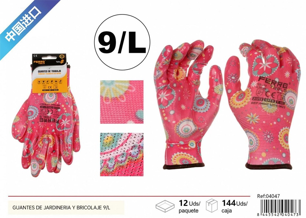 Guantes de jardinería y bricolaje grado A 36G GN+FP talla L - Herramientas de ferretería