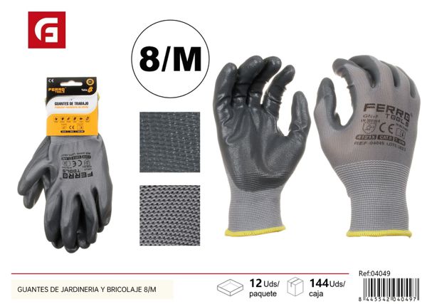 Guantes de jardinería y bricolaje 8/M GN+P para protección