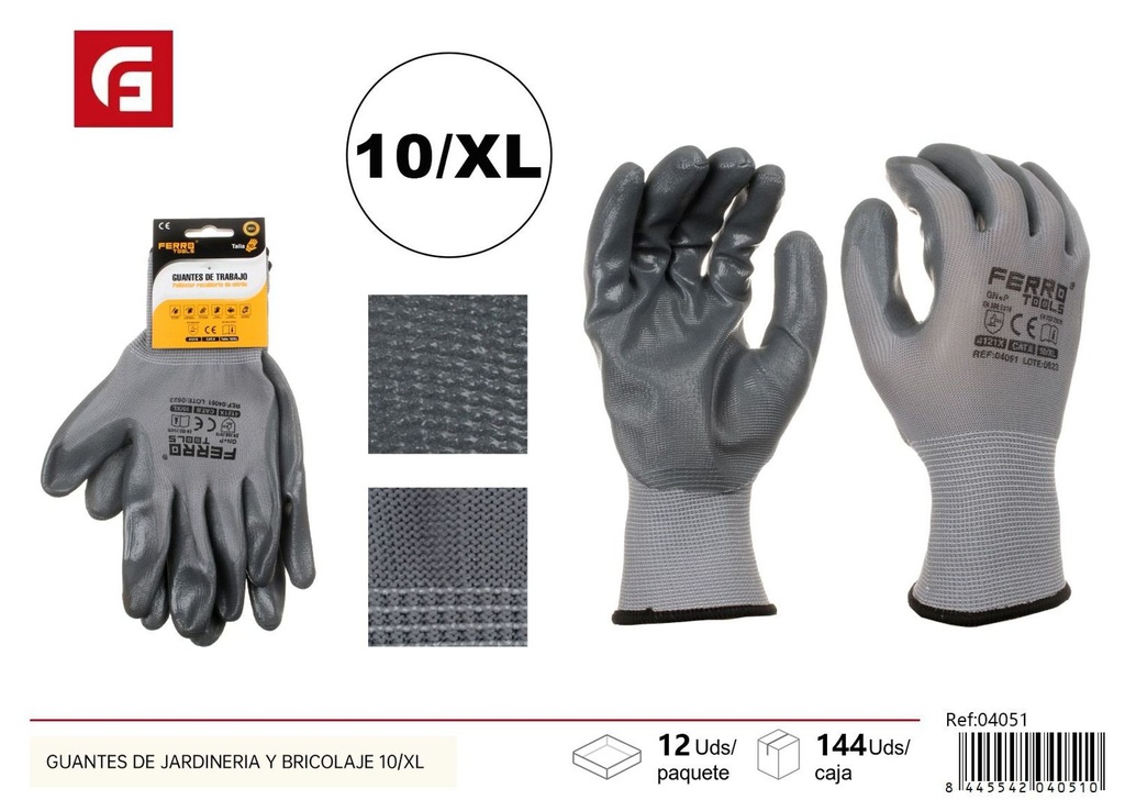 Guantes de jardinería y bricolaje 10/XL