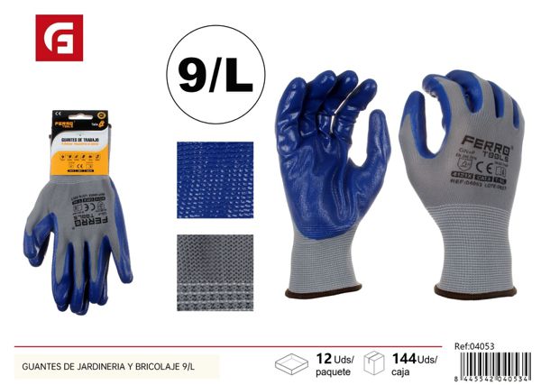 Guantes de jardinería y bricolaje 9/L GN+P para protección