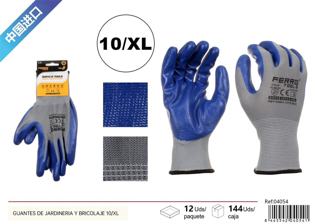 Guantes de jardinería y bricolaje 10/XL GN+P para protección