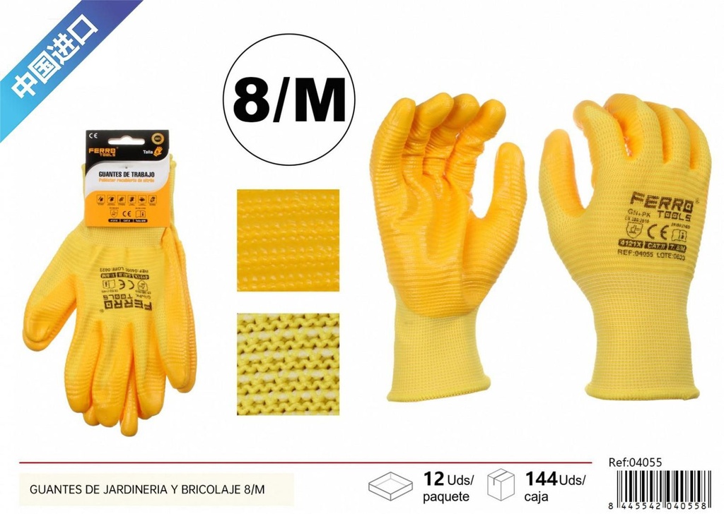 Guantes de jardinería y bricolaje 8/M