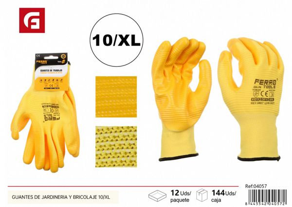 Guantes de jardinería y bricolaje 10/XL GN+P para protección