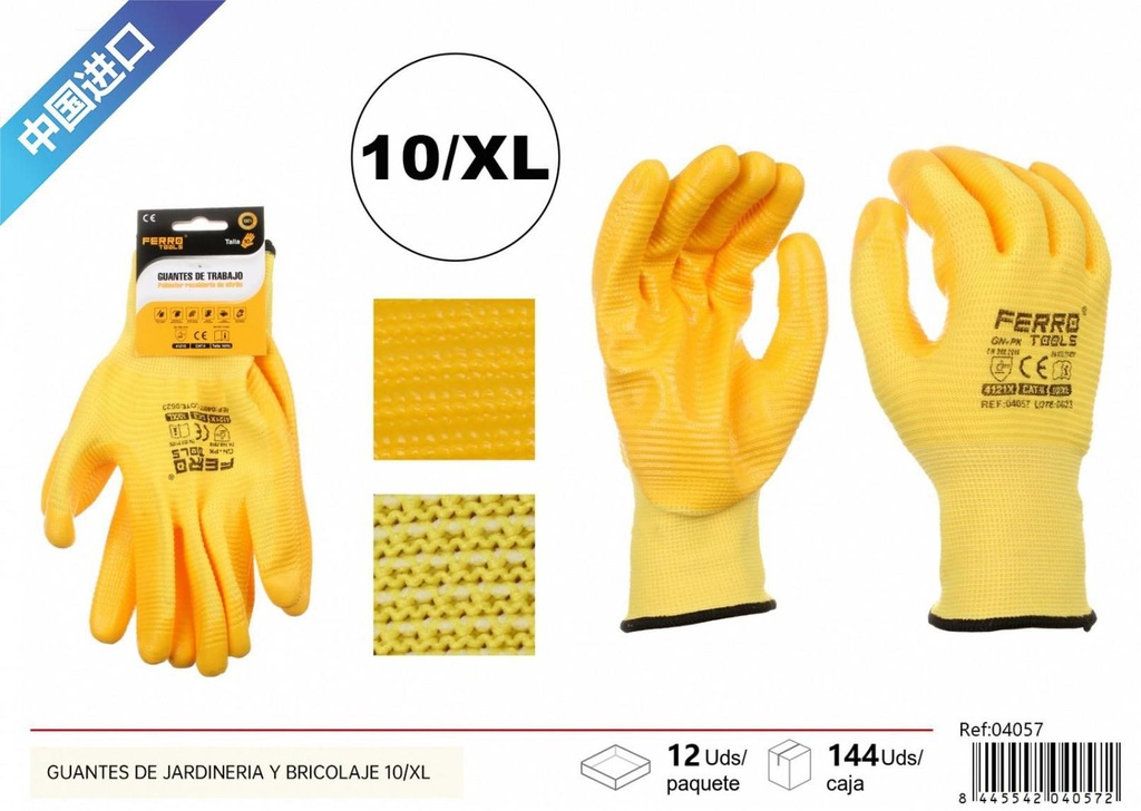 Guantes de jardinería y bricolaje 10/XL GN+P para protección