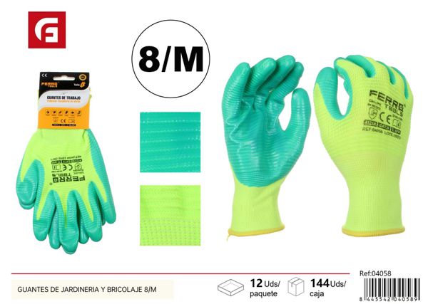 Guantes de jardinería y bricolaje 8/M para protección